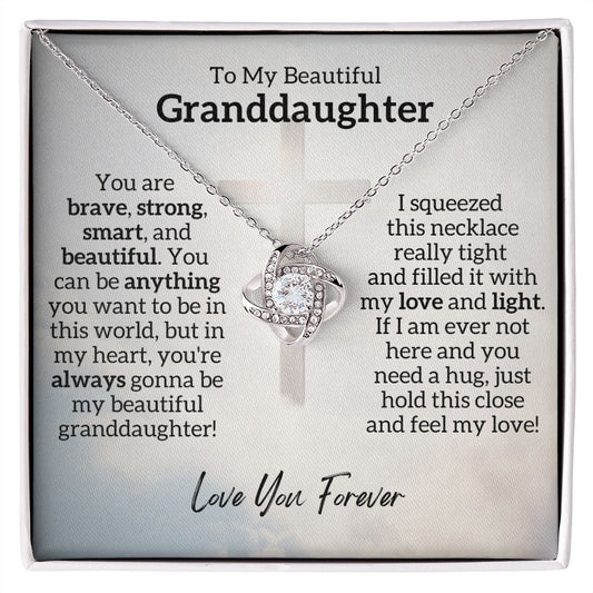 Beautiful Granddaughter, You Are Brave, 14k White Gold Necklace Gift Bundle