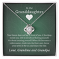 To Our Granddaughter (From Grandma & Grandpa) - Two Warm Hugs Green | Gold and Stainless Steel Knot Necklace 14K White Gold Finish Standard Box