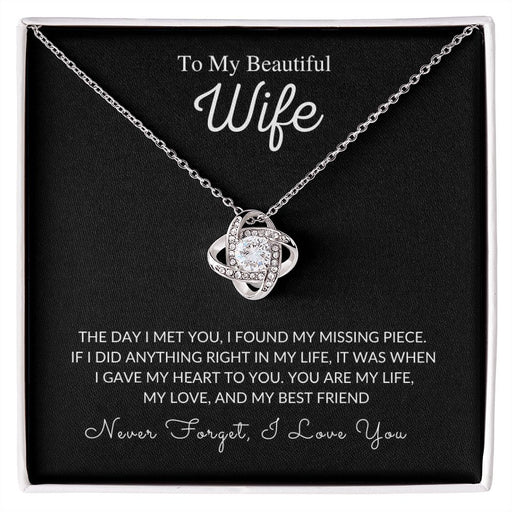 Wife Anniversary Necklace with Poem Card, Birthday Custom Necklace, 14k White Gold Stainless Steel