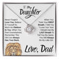 To My Daughter (Love, Dad) This Lion Has Your Back, Beautiful Gold Knot Necklace 14K White Gold Finish Standard Box