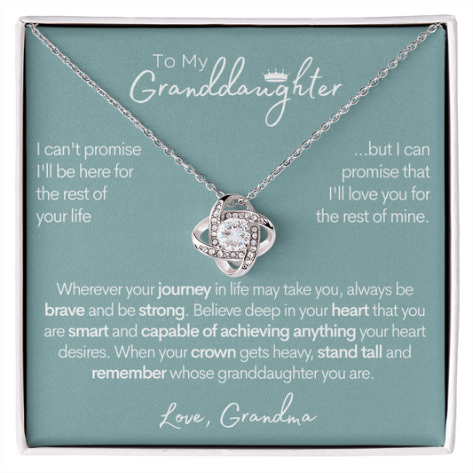 To My Granddaughter - Believe, Gold and Stainless Steel Family Knot Necklace