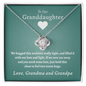 To Our Granddaughter (From Grandma & Grandpa) - Two Warm Hugs | Gold and Stainless Steel Knot Necklace 14K White Gold Finish Standard Box
