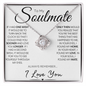 To My Soulmate - My One Wish, Gold and Stainless Steel Love Necklace 14K White Gold Finish Standard Box