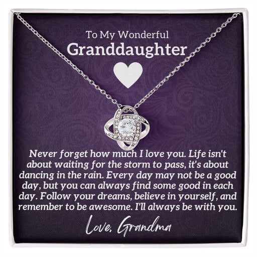 Wonderful Granddaughter Gift, From Grandma, Graduation or Birthday Present, 14k White Gold Necklace 14K White Gold Finish Standard Box