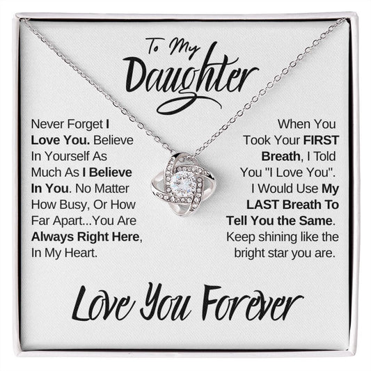 Daughter - Always In My Heart | Beautiful 14k White Gold Necklace for Daughters