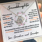 To Our Granddaughter (Love Grandma / Grandpa) Flowers Beautiful 14k White Gold Knot Necklace