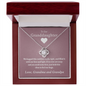 To Our Granddaughter (From Grandma & Grandpa) - Hugged This Tight Red | Gold and Stainless Steel Knot Necklace 14K White Gold Finish Luxury Box