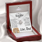 To My Daughter (Love, Dad) This Lion Has Your Back, Beautiful Gold Knot Necklace 14K White Gold Finish Luxury Box