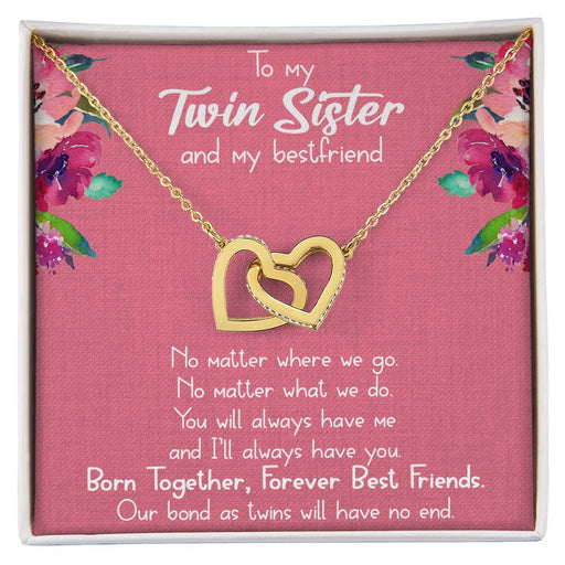 Best Friend Necklace (Twin Sisters) - 14k Gold and Rose Gold Locked Hearts