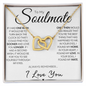 To My Soulmate - One Wish, Stainless Steel and Rose Gold Necklace 18K Yellow Gold Finish Standard Box