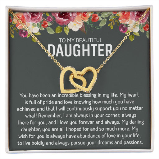 Beautiful Daughter - Braver | Rose Gold and Stainless Steel Connected Hearts Necklace