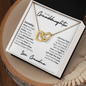 Granddaughter Necklace, Keep Me In Your Heart, Gold and Stainless Steel Locked Hearts Necklace