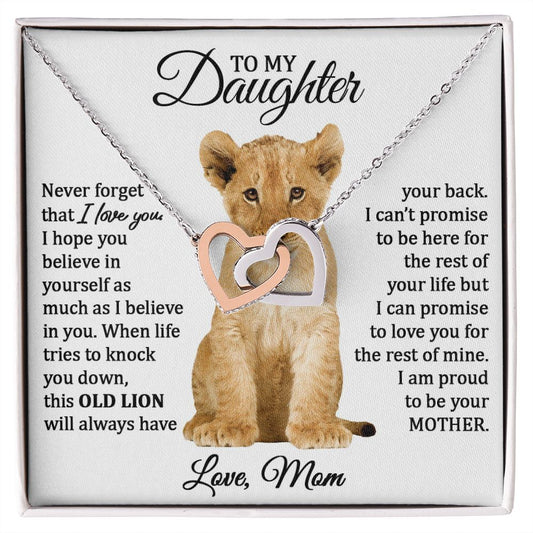 To My Daughter (Love Mom) | Connected Hearts and Lion Card