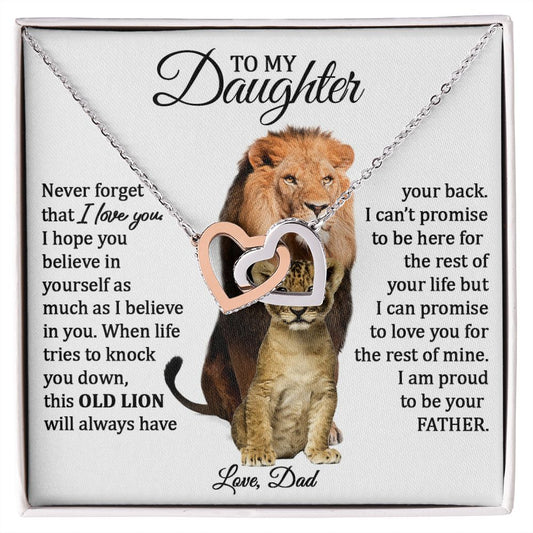 Daughter and Dad Necklace (This Old Lion) | Gold Connected Hearts