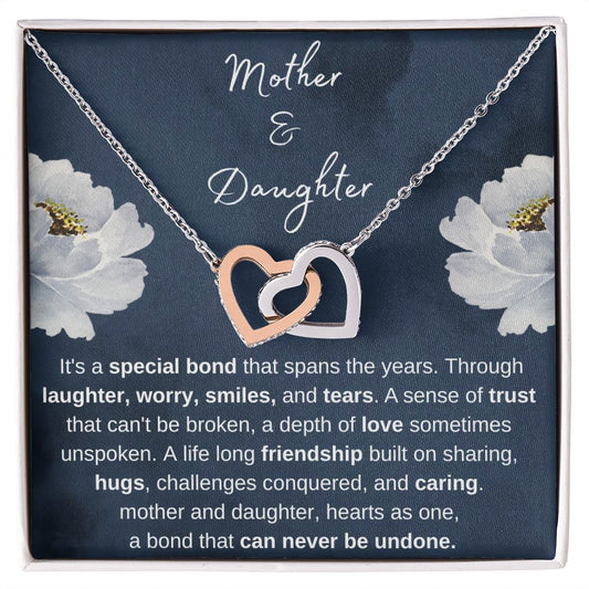 Mother & Daughter - Hearts as One, Gold and Stainless Steel Hearts Necklace for Daughter and Mother