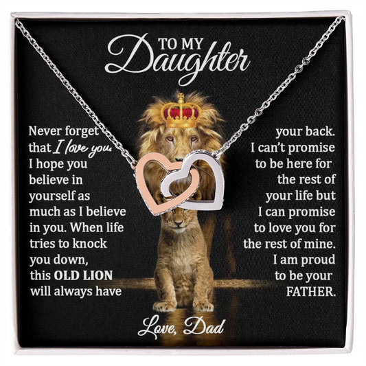 Daughter Gold Hearts Necklace (Love, Dad) | Lion Always Has Your Back