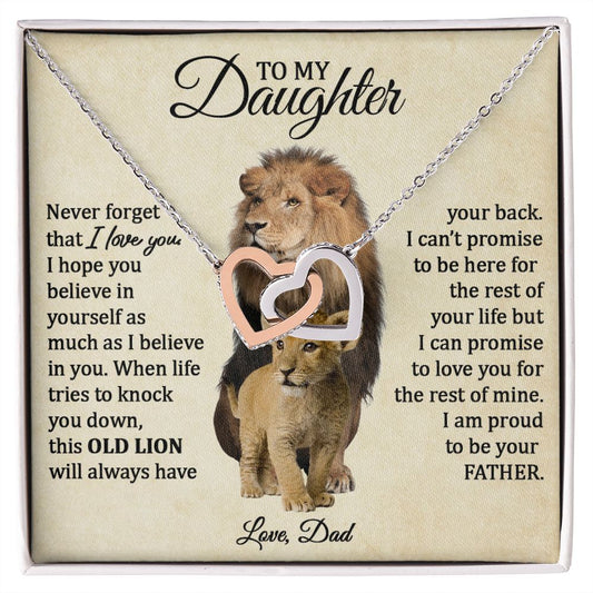 To My Daughter Connected Hearts Necklace (Love Dad) | This Old Lion