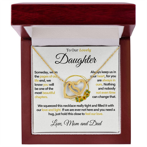 To Our Lovely Daughter - Pages of Our Life, Gold Hearts Necklace Gift for Daughters 18K Yellow Gold Finish Luxury Box