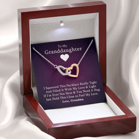To My Granddaughter (Love, Grandma) - Beautiful Connected Hearts Granddaughter Necklace