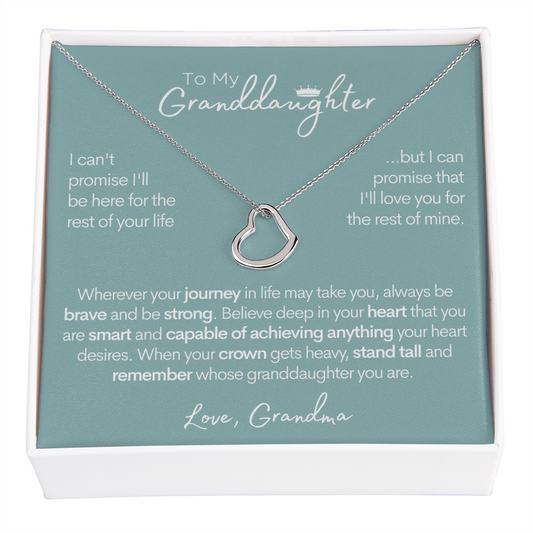 To My Granddaughter - Delicate Gold and Silver Heart Necklace