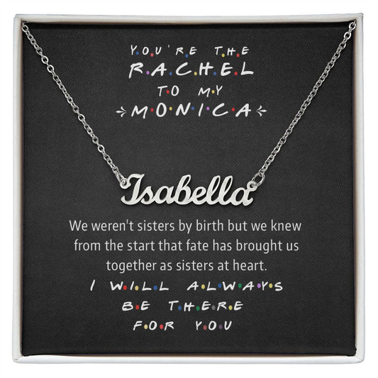 The Rachel to My Monica, Best Friends Custom Gold Monogrammed Name Necklace Gift Set