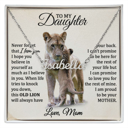 To My Daughter - Personalized Stainless Steel Name / Word Necklace (Love, Mom) Polished Stainless Steel Standard Box