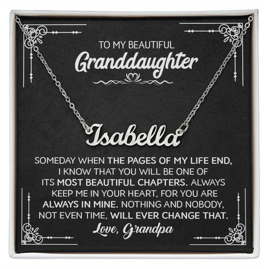 Beautiful Granddaughter (Love, Grandpa) | Custom Name Necklace w/ Gift Box