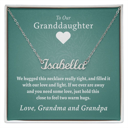 Our Granddaughter (Two Warm Hugs) - Stainless Steel Custom Name Necklace