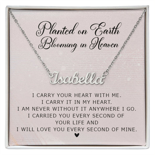 Miscarriage Gift, Personalized Necklace, Planted on Earth, Stainless Steel and Gold Name Memorial Necklace