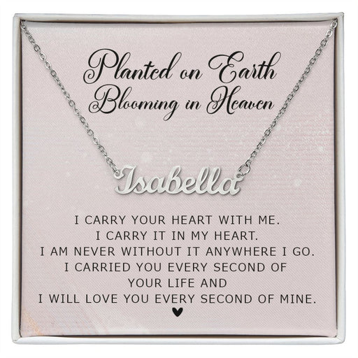 Miscarriage Gift, Personalized Necklace, Planted on Earth, Stainless Steel and Gold Name Memorial Necklace