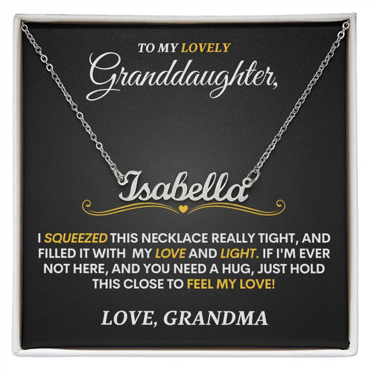 To My Granddaughter (Love, Grandma) | Beautiful Personalized Calligraphy Steel Name Necklace