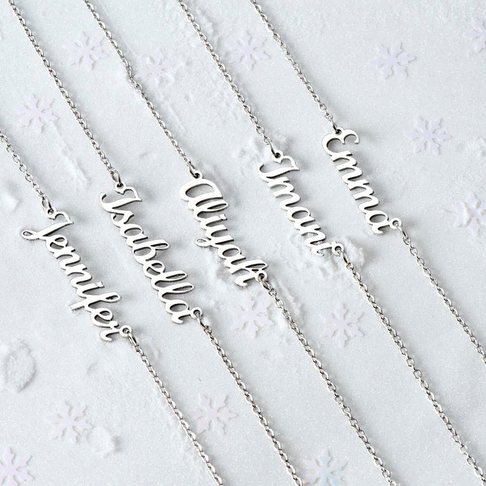 Custom Monogram Name Necklace for Granddaughter with Card (Love, Grandma and Grandpa)