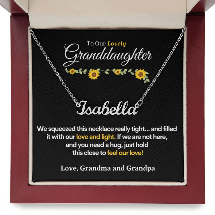 Custom Monogram Name Necklace for Granddaughter with Card (Love, Grandma and Grandpa)