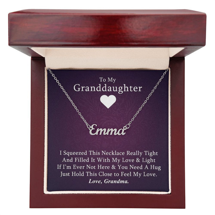To My Granddaughter (Grandma) - Custom Name Necklace Stainless Steel Polished Stainless Steel Luxury Box