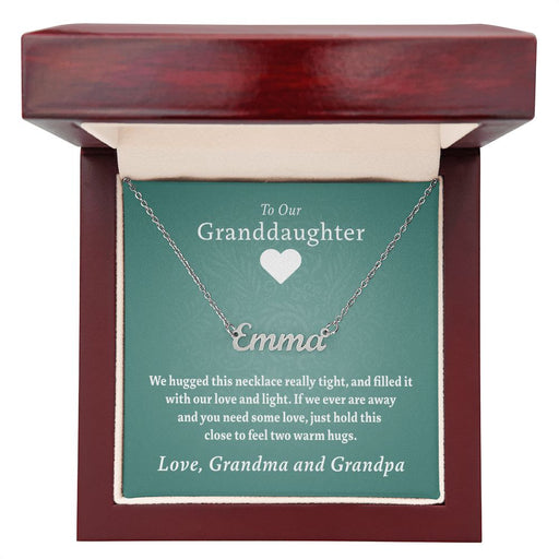 Our Granddaughter (Two Warm Hugs) - Stainless Steel Custom Name Necklace