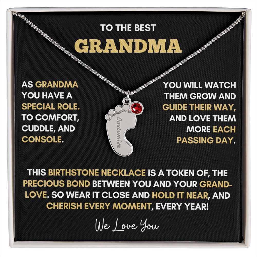 To The Best Grandma | Gold Birthstone and Personalized Name Necklace