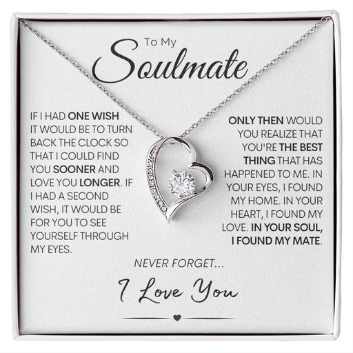 Soulmate Heart Necklace, Valentine's Gift for Her, Birthday Present, Anniversary Gift Soulmate "Two Wishes" 14k White Gold Finish Standard Box