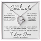 To My Soulmate - Your Last Everything | Stainless Steel and Gold Heart Necklace 14k White Gold Finish Standard Box