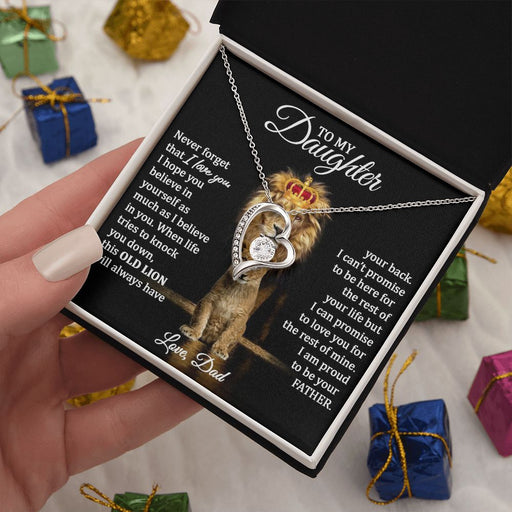 To Daughter (Love Dad) Beautiful 14k Gold Family Heart Necklace