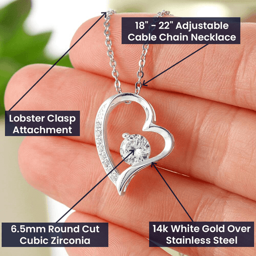Soulmate Heart Necklace, Wife Valentine's Day Gift, Anniversary, 14k White Gold and Stainless Steel - "Found My Soulmate"