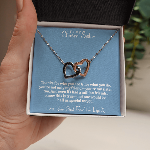 No Friend As Special As You - Best Friend Necklace | Chosen Sister | Interlocking Hearts Unbreakable Bond Necklace and Gift Box Two Toned Box