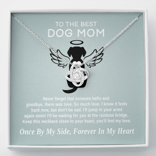 To The Best Dog Mom - There Was Love | 14k White Gold and Stainless Steel Remembrance Necklace Two Toned Box