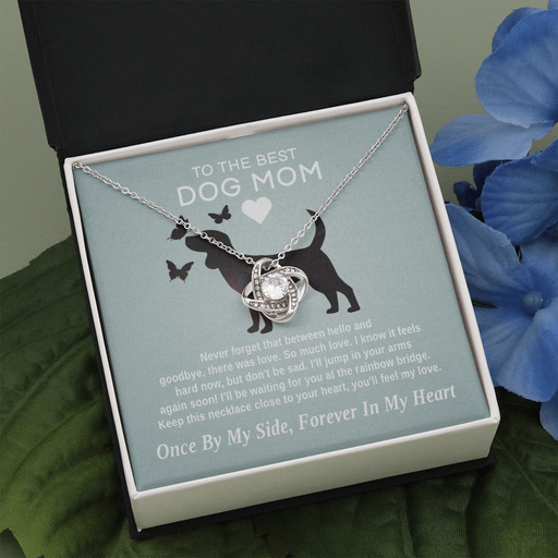 To the Best Dog Mom - I'll Be Waiting For You | 14k White Gold & Stainless Steel Remembrance Necklace Two Toned Box