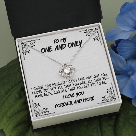 To My One and Only - I Love You Forever and More | 14k White Gold & Stainless Steel Necklace | Complimentary Gift Box and Heartfelt Message Card