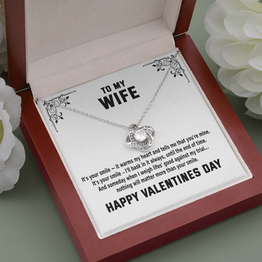 To My Wife - It's Your Smile (Valentine's Day), 14k White Gold Stainless Steel Necklace
