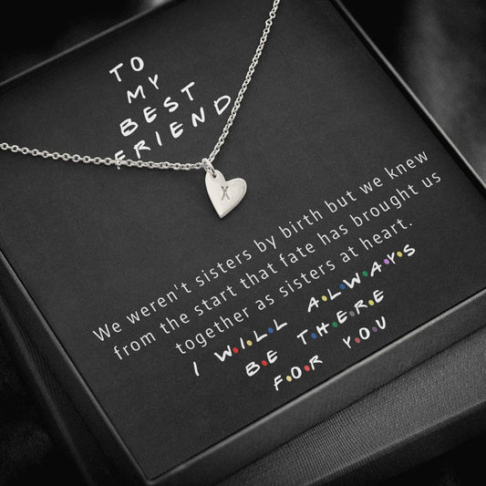 BEST FRIEND - I Will Always Be There For You | Artisan Crafted Stamped 18K Gold/Silver Necklace (Choose Your Heart Initials) Jewelry ShineOn Fulfillment Sterling Silver - 1 Heart 