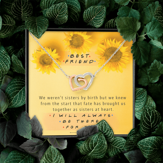 Best Friend - Sisters at Heart Sunflowers | Steel Adjustable Length Locked Hearts Friendship Necklace Jewelry ShineOn Fulfillment 