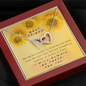Best Friend - Sisters at Heart Sunflowers | Steel Adjustable Length Locked Hearts Friendship Necklace Mahogany Style Luxury Box