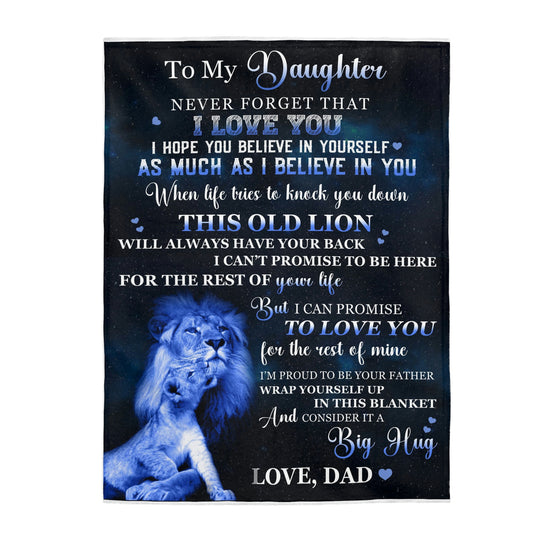 To My Daughter, "Warm Hugs" Cozy Velveteen Blanket - Love Dad