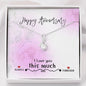 Happy Anniversary | I Love You This Much | 14K White Gold Ribbon Pendant Necklace Default Title